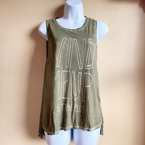 Pull & Bear Olive Wind Me Up Studded Graphic Tank